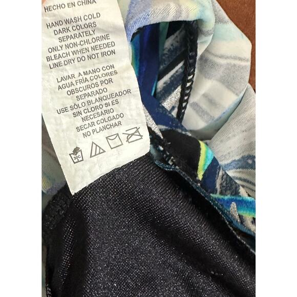 Azul Tankini Swimsuit Womens 24W Tropical Floral Green Blue Black Pool Beach - Picture 6 of 8